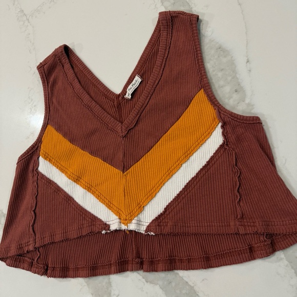Free People We The Free Fuego Tank Crop Top Women’s Small Rust Brown Chevron - Picture 5 of 9